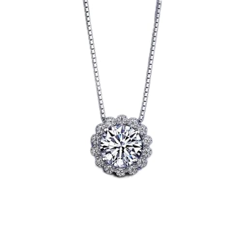 RVHAOODI 1CT Moissanit-Diamond Halskette Blume Form Sterling Schmuck für Frauen Hochzeit Verlobungskragen von RVHAOODI