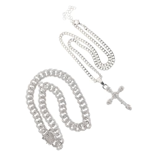 RVHAOODI 1Set -Ketten -Halskette mit Kreuzanhänger für Männer Hip Hop Style Halskette Mode Accessoire für alltägliche Kleidung charmantes und auffälliges Design von RVHAOODI