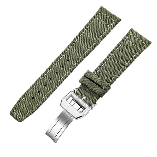 RVHAOODI 20mm 21 mm 22 mm Nylon Canvas Uhrband für IWC Pilot Portofino Stoff Uhrengurt Klappschnalle Cowhide Ledergürtel von RVHAOODI