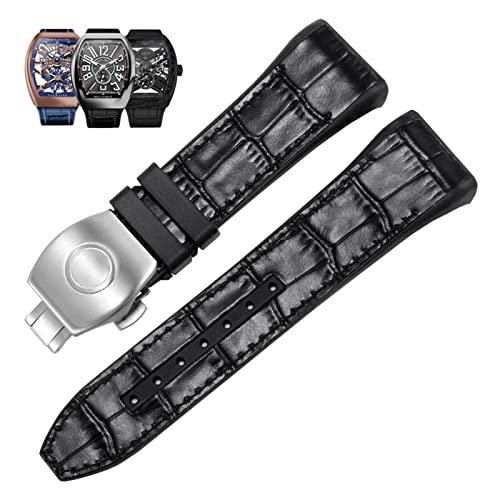 RVHAOODI 28mm Nylon Echtleder Silikon Uhrenarmband Schwarz Blau Faltschließe Uhrenarmband für Franck Muller V45 Serie Uhrenarmbänder RVHAOODI 28mm Nylon Echtleder Silikon Uhrenarmband Schwarz Blau Faltschließe Uhrenarmband für Franck Muller V45 Serie Uhrenarmbänder von RVHAOODI