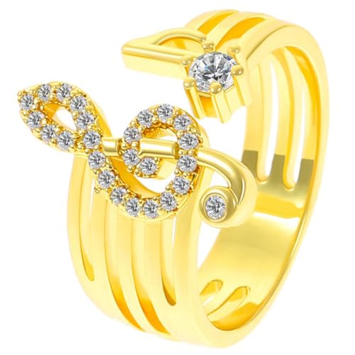 RVHAOODI 2pcs Musical Note Ring Chrismas Crismistmas Valentine Day Valentiner plattierter Schmuckringe Versprechen Ring Musik Note Verlobungsring Öffnungsring Ringlegierung von RVHAOODI