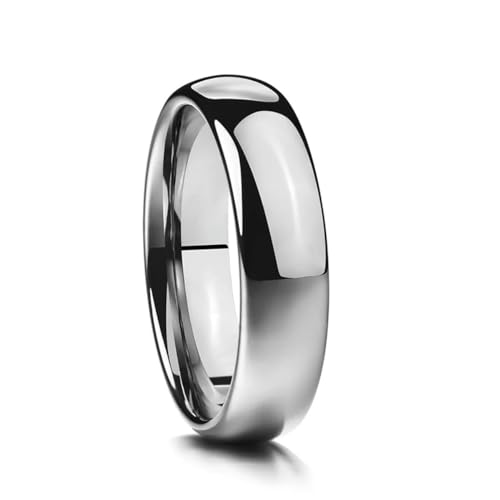 RVHAOODI 6 mm klassischer polierter Kuppel Wolfram -Carbid Ring T118R Silber Farbe Mann Finger Ringe Anel Maskulino von RVHAOODI