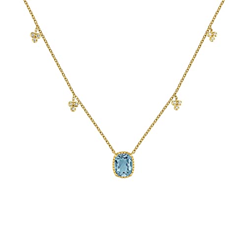 RVHAOODI 925 Blau Kristall Halskette Halskleiere Luxus Ladies Fashion Party Schmuck handgefertigt von RVHAOODI