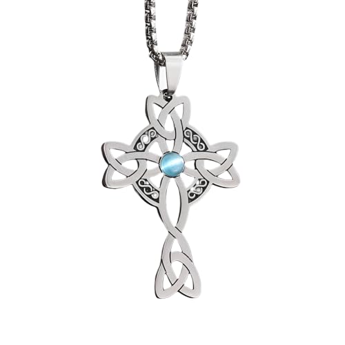 RVHAOODI Amulett keltische Kreuz Halskette für Männer, Dreifaltigkeitsymbol Keltisches Kreuz - Herrenkeltische Kreuz Halskette, Irish Cross Halskette Geburtstag von RVHAOODI