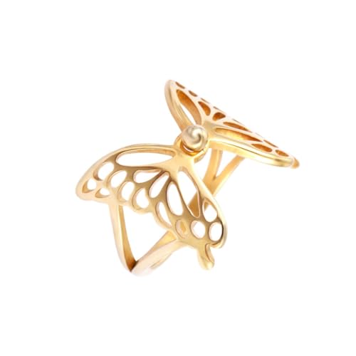 RVHAOODI Animal Hohlringe für Liebhaber Edelstahl Schmetterling Insektenfarbe Ring Frauen Fingerschmuck Bague Femme von RVHAOODI