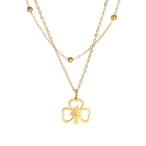 RVHAOODI Blattklee Halskette für weibliche Mädchen, einfache Klee - 4 Blattklee Halskette, Alhambra -Halskette, Happy Clover Halskette für Geburtstag von RVHAOODI