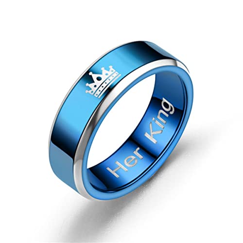 RVHAOODI Blaue Farbe Eheringe Ring für Frauen Männer Schmuck Edelstahl Verlobungsring Paar Erstaunlicher Preis von RVHAOODI