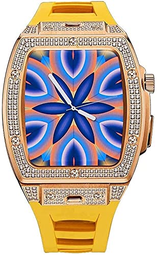 RVHAOODI Bling Diamond Watch Cover Case Modification Kit ， für 45 mm 44 mm Gummi -Gurtschmuckmetall -Hülle Frauen ， für iwatch SE 8 7 6 4 5 4 Ersatzband von RVHAOODI