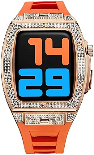 RVHAOODI Bling Diamond Watch Cover Case Modification Kit ， für 45 mm 44 mm Gummi -Gurtschmuckmetall -Hülle Frauen ， für iwatch SE 8 7 6 4 5 4 Ersatzband von RVHAOODI