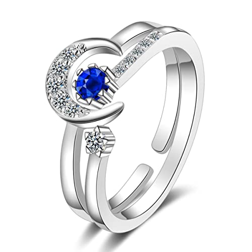 RVHAOODI Blue Moon Star Verstellbarer Ring transparenter Ring Frauen Hochzeit Engagement Mode Armband von RVHAOODI