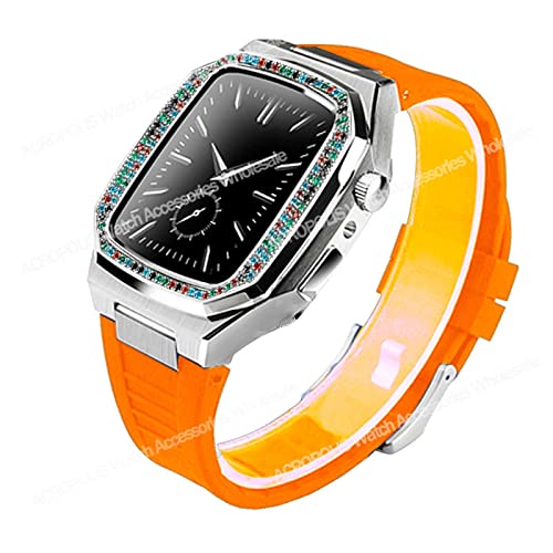 RVHAOODI Diamond Modification Kit Hülle für Band 8 7 45 mm 44 mm Edelstahl -Hülle für die IWatch -Serie 6 SE 5 4 DIY Mod Set von RVHAOODI