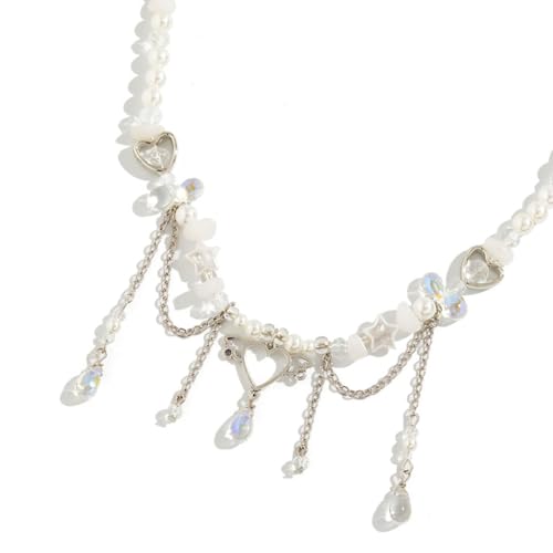 RVHAOODI Einzigartige Perlen Herz Anhänger Halskette Halskette Frauen Party Geschenke Schmuckkragen von RVHAOODI