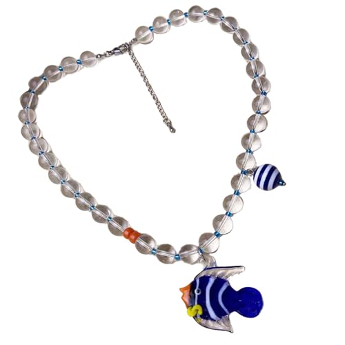 RVHAOODI Eleganter Fisch Anhänger Halskette Verstellbare Ketten Halskette Glasbrand Halskette von RVHAOODI
