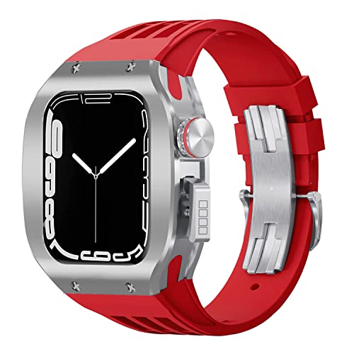 RVHAOODI Fluororubber -Gurt Titanlegiers Hülle Watch Mod Kit ， für 44 mm 45 mm 8 7 Se 6 5 4 Serie Uhren Ersatz Luxusmodifikation Kit von RVHAOODI