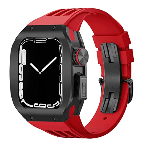 RVHAOODI Fluororubber -Gurt Titanlegiers Hülle Watch Mod Kit ， für 44 mm 45 mm 8 7 Se 6 5 4 Serie Uhren Ersatz Luxusmodifikation Kit von RVHAOODI