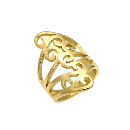 RVHAOODI Frauen Ringe Edelstahl Charme Finger Knöchel Blume hohl aus dem Band Ring Ton Mode Cocktailschmuck von RVHAOODI