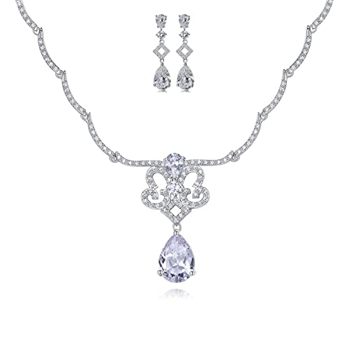 RVHAOODI Frauenschmuckset, Natural Crystal & Halskette & Ohrringe, luxuriöser Hochzeits-/Abendkleid -Accessoire von RVHAOODI