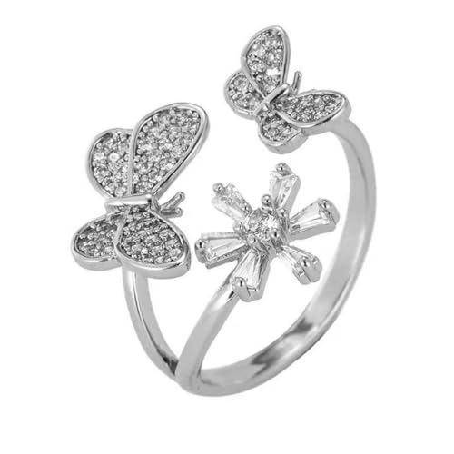 RVHAOODI Frisch Schmetterling Micro eingelegt offener Index Finger Ring Girls Mode vielseitiges Accessoires von RVHAOODI