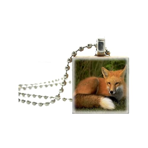 RVHAOODI Fuchs Halskette für Frauen und Männer, Kristall Fuchs Malerei Anhänger Schmuckkugelketten Halskette, Fuchsmädchen anfängliche Halskette, Fuchsschmuck für Frauen, Therian Schmuck Urlaub von RVHAOODI