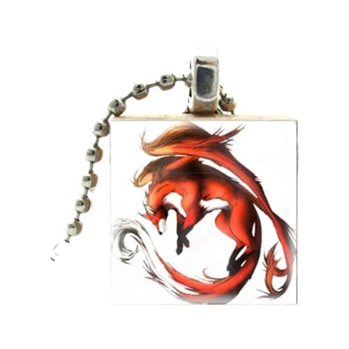 RVHAOODI Fuchs Halskette für Frauen und Männer, Kristall Fuchs Malerei Anhänger Schmuckkugelketten Halskette, Fuchsmädchen initiale Halskette, Fuchsschmuck für Frauen, Therian Schmuck Urlaub von RVHAOODI