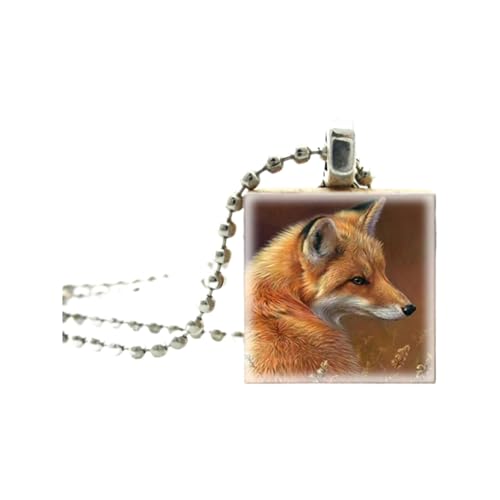 RVHAOODI Fuchs Halskette für Frauen und Männer, Kristall Fuchs Malerei Anhänger Schmuckkugelketten Halskette, Fuchsmädchen initiale Halskette, Fuchsschmuck für Frauen, Therian Schmuck Urlaub von RVHAOODI
