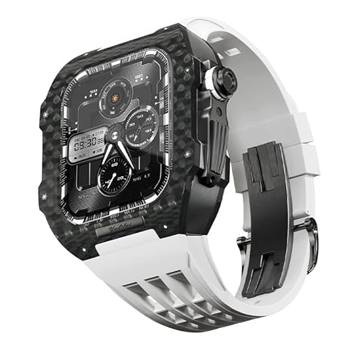 RVHAOODI Für Band 8 7 6 5 4 SE 44/45mm Serie, Luxury Watch Band Modification Kit, Carbon Fiber Case Fluororubber -Gurt, geeignet für IWatch DIY -Upgrade von RVHAOODI