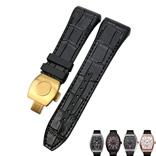RVHAOODI Für Franck Muller Watch Armband 28mm Silikon Kuhkuh Haut Nylon Uhr Faltschleifenbuch für Männer Armband von RVHAOODI