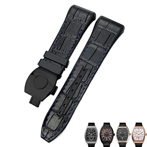 RVHAOODI Für Franck Muller Watch Armband 28mm Silikon Kuhkuh Haut Nylon Uhr Faltschleifenbuch für Männer Armband von RVHAOODI