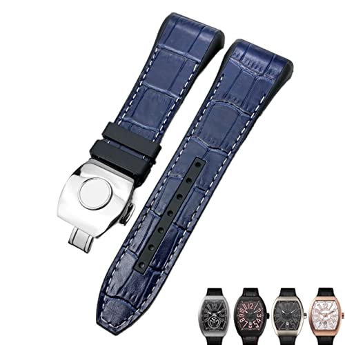 RVHAOODI Für Franck Muller Watch Armband 28mm Silikon Kuhkuh Haut Nylon Uhr Faltschleifenbuch für Männer Armband von RVHAOODI