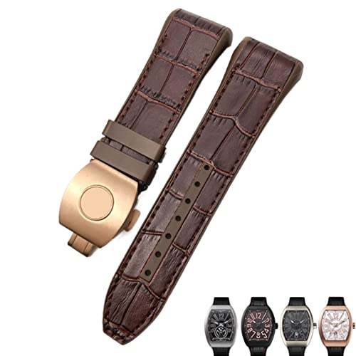RVHAOODI Für Franck Muller Watch Armband 28mm Silikon Kuhkuh Haut Nylon Uhr Faltschleifenbuch für Männer Armband von RVHAOODI
