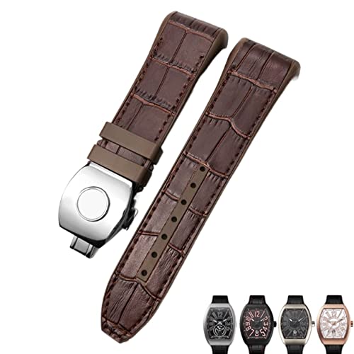 RVHAOODI Für Franck Muller Watch Armband 28mm Silikon Kuhkuh Haut Nylon Uhr Faltschleifenbuch für Männer Armband von RVHAOODI