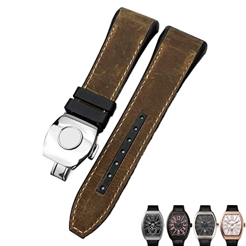 RVHAOODI Für Franck Muller Watch Armband 28mm Silikon Kuhkuh Haut Nylon Uhr Faltschleifenbuch für Männer Armband von RVHAOODI