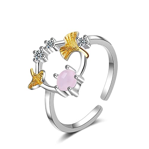 RVHAOODI Ginkgo Blattkranzring weiblich Japan und Südkorea Einfacher und süßes Sen Temperament All-Match-Ring von RVHAOODI