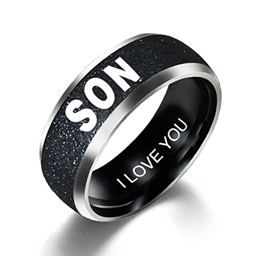 RVHAOODI Gravurte Text Liebe Mama Papa Sohn Tochter Edelstahl Paar Ringe für Frauen und Mann Familien Ring Paare Schmuck Schmuck von RVHAOODI