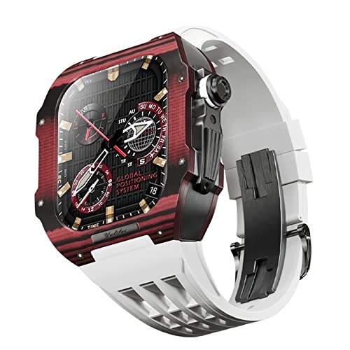 RVHAOODI Gummi -Uhren -Band -Kohlefasergehäuse ， für Serie 9 8 7 6 5 4 SE 44mm 45mm Uhr Upgrade Ersatzkit Rugged Protector Stoßfänger Luxusgurte von RVHAOODI