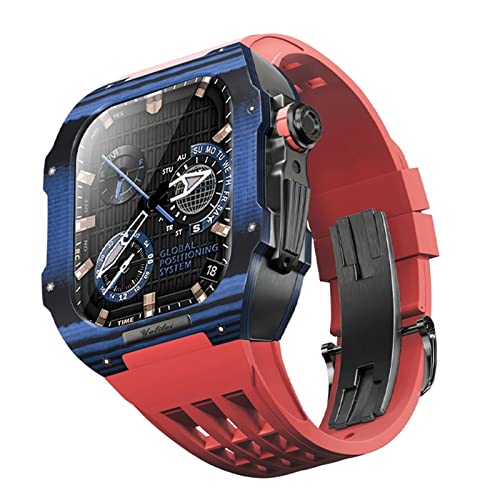 RVHAOODI Gummi -Uhren -Band -Kohlefasergehäuse ， für Serie 9 8 7 6 5 4 SE 44mm 45mm Uhr Upgrade Ersatzkit Rugged Protector Stoßfänger Luxusgurte von RVHAOODI