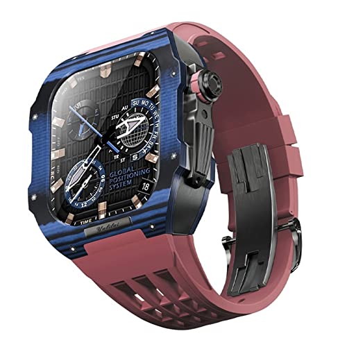 RVHAOODI Gummi -Uhren -Band -Kohlefasergehäuse ， für Serie 9 8 7 6 5 4 SE 44mm 45mm Uhr Upgrade Ersatzkit Rugged Protector Stoßfänger Luxusgurte von RVHAOODI