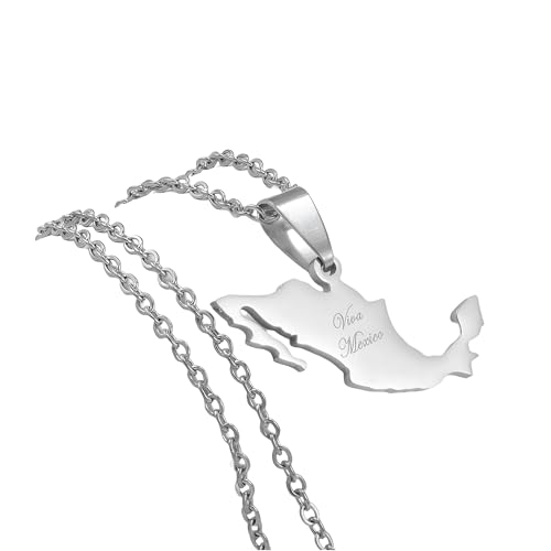 RVHAOODI Halskette für Frauen und Männer, Mexiko -Karte mit Städten Halskette von RVHAOODI