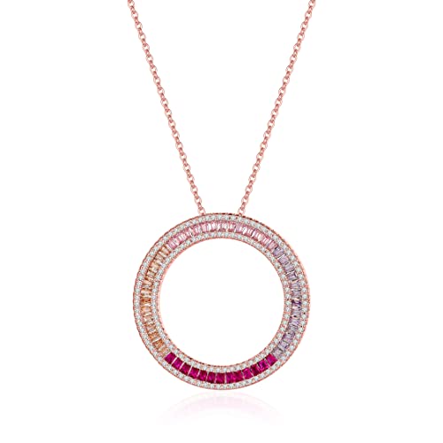 RVHAOODI Halsketten Anhänger Elegant Alltags All-Match Mode Eingelegtes Kristallrundanhänger Halskette elegantes Bankett Retro-Anhänger Halskette Langes Halsketten handgefertigt (Metallfarbe: Rose) von RVHAOODI