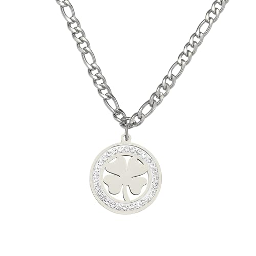 RVHAOODI Herzgeformte vier Blattklee Halskette für weibliche Mädchen, zarte Kristall -Strass -Klee - 4 Blattklee Halskette, Halskette, Happy Clover von RVHAOODI
