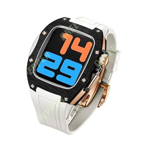 RVHAOODI Kohlefasergehäuse für Band 44 mm 45 mm Fluor -Gummi -Gurt für IWatch Serie 7 6 5 4 Se DIY Modification Accessoires von RVHAOODI
