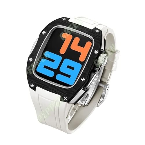 RVHAOODI Kohlefasergehäuse für Band 44 mm 45 mm Fluor -Gummi -Gurt für IWatch Serie 7 6 5 4 Se DIY Modification Accessoires von RVHAOODI