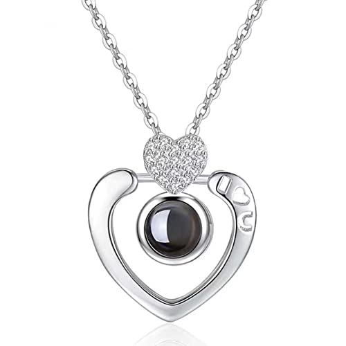 RVHAOODI Kreative Frauen Silber Nano-Micro Technologie Herz Form Rose 100 Sprachen Ich liebe dich Projektion Schlüsselbeinkette Juwely Geschenk RVHAOODI Kreative Frauen Silber Nano-Micro Technologie Herz Form Rose 100 Sprachen Ich liebe dich Projektion Schlüsselbeinkette Juwely Geschenk von RVHAOODI