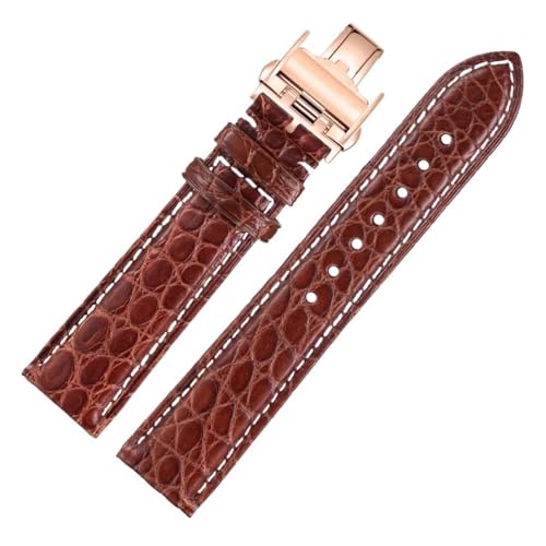 RVHAOODI Krokodil Uhrenband kompatibel mit Master L2 L3 L4 L2.628 L2.673 Gurtarmband 19 mm 21 mm 22 mm (brauner Weißgold, 19 mm) von RVHAOODI