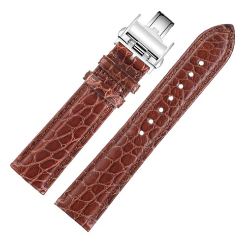 RVHAOODI Krokodil Uhrenband kompatibel mit Master L2 L3 L4 L2.628 L2.673 Gurtarmband 19 mm 21 mm 22 mm (brauner Weißgold, 19 mm) von RVHAOODI