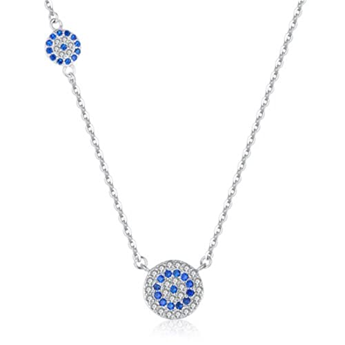 RVHAOODI Lang Silber Sterling Blue Stone CZ Augenverbindungskette RVHAOODI Lang Silber Sterling Blue Stone CZ Augenverbindungskette von RVHAOODI