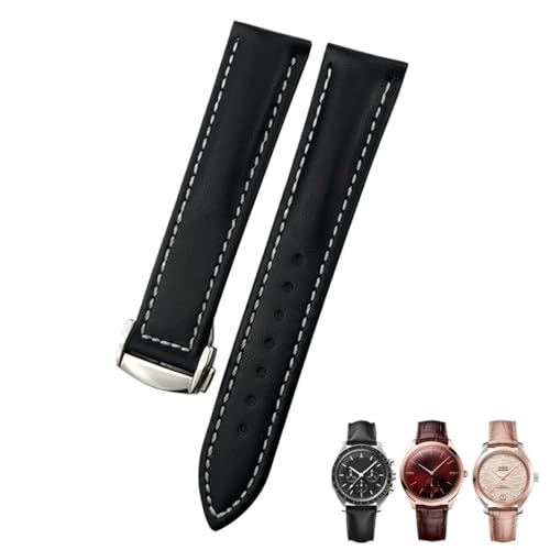 RVHAOODI Leder Uhrenbänder 18mm 19 mm 20 mm 21 mm 22 mm ， für Omega Uhrenband Schwarzblau Brown Uhrengurt von RVHAOODI
