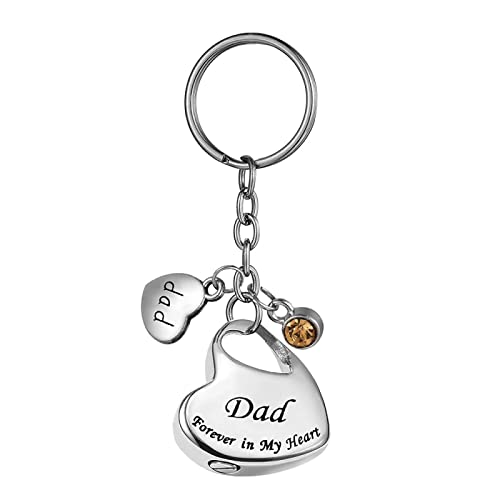 RVHAOODI Liebe herzförmige Edelstahl Anhänger Keychain Cremation Perlenschmuck für Asche Anhänger Keychain-aufgenommener Text von RVHAOODI