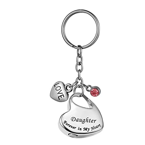 RVHAOODI Liebe herzförmige Edelstahl Anhänger Keychain Cremation Perlenschmuck für Asche Anhänger Keychain-aufgenommener Text von RVHAOODI