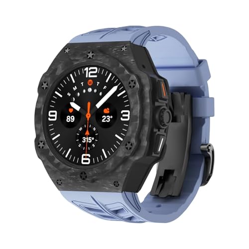 RVHAOODI Luxus Modifikation Kit Galaxy Watch 7 Ultra 47mm Carbon Gehäuse Gummiarmband Galaxy Watch Ultra Carbon Fiber Cover Armbänder von RVHAOODI